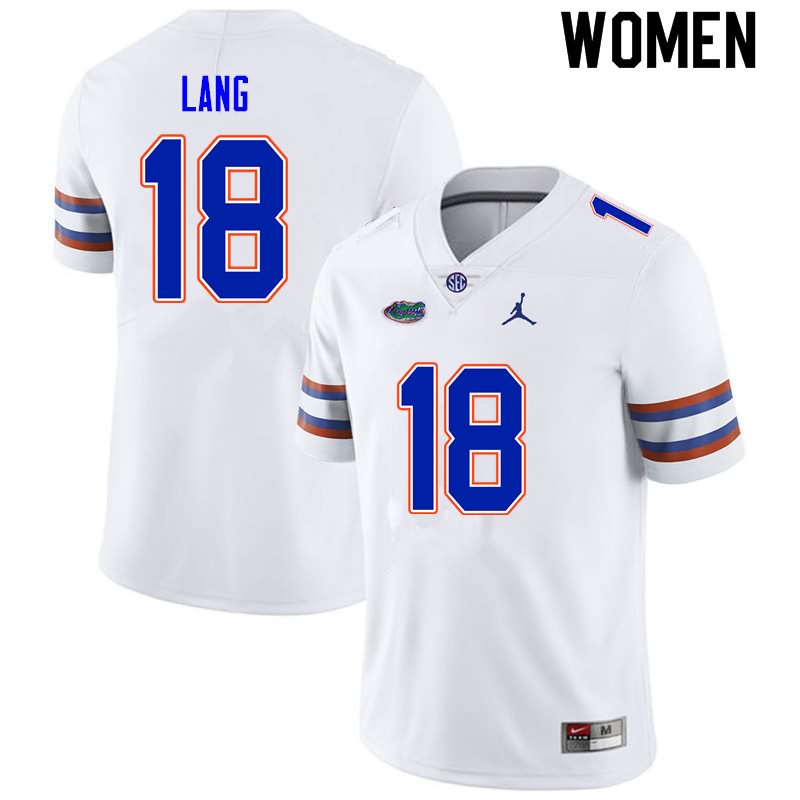 Women's NCAA Florida Gators Dante Lang #18 Stitched Authentic Nike White College Football Jersey YBM7165JB